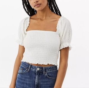 ISO UO Bella Eyelet Smocked Top
